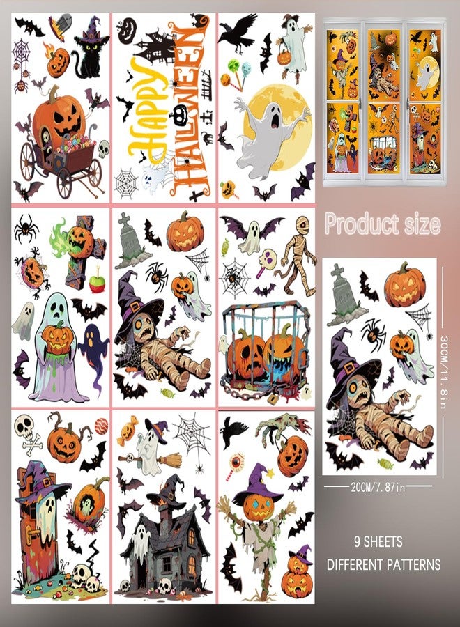 FCZon Star 9 Sheets Halloween Window Stickers, Double Side Window Clings Decals for Party Decoration, Indoor & Outdoor Home Decor, Halloween Decorations, Ghosts, Pumpkins, Bats and Zombies - Image 3
